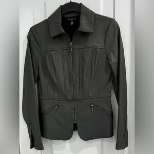 WHITE HOUSE BLACK MARKET Seamed Coated Moto Jacket, Size 0
